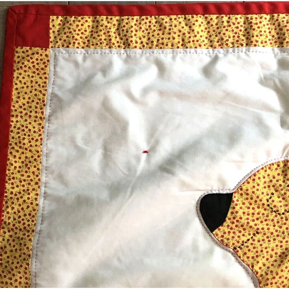 Handmade Calico WINNIE The POOH Crib Quilt w/Knot Ties Comforter Nursery 34x44